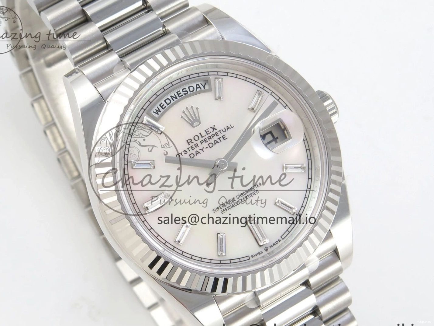 THBF President V3 Weight) Date (Gain SS Best 40 Edition MOP Day Bracelet Crystal Dial White on 1:1 VR3255 228236 0303